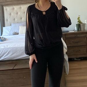 BCBG- Black Mesh Blouse